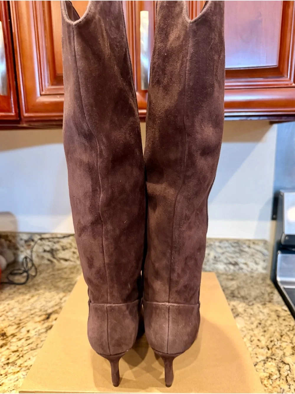 Steve Madden Tall Pointed-Toe Under The-Knee Suede Boots in Dark Brown